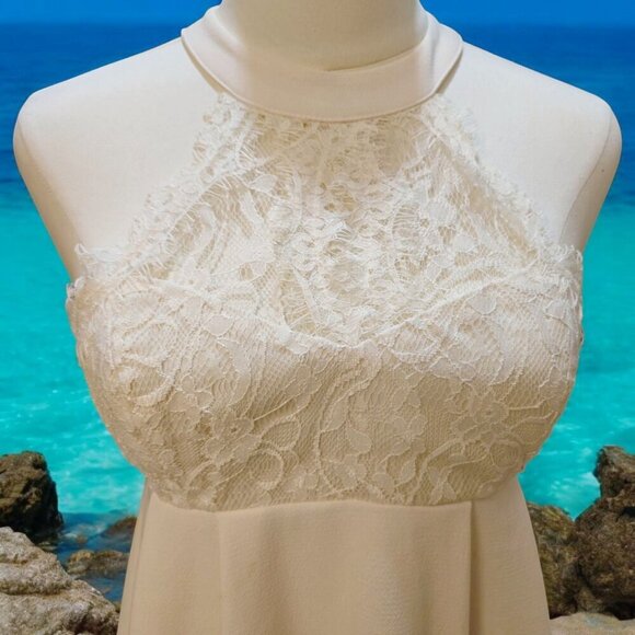 BCBGeneration ✦ Ivory Lace Halter Mini Dress ✦ Bridal Boho Cocktail Romance Sz 0 - Picture 6 of 15